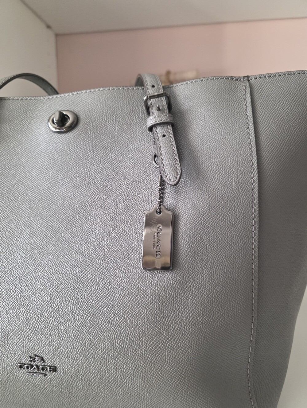 Coach Metallic Silver Pebbled Leather Tote - Picture 5 of 8